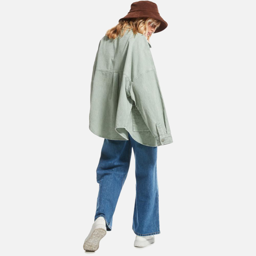 Kick Back Washed Corduroy Long Sleeve Shirt - Women
