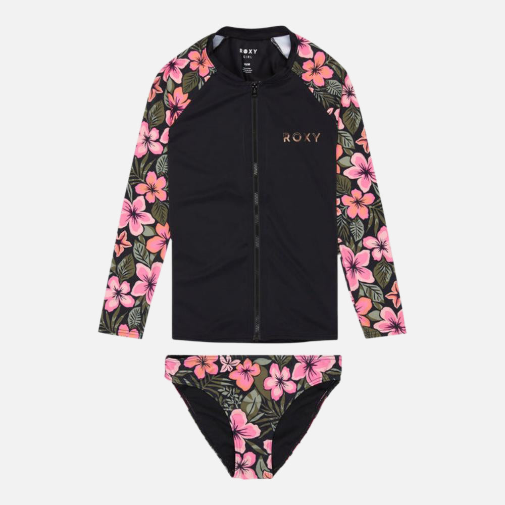 Active Floral Long Sleeve Onesie Rash Vest - Kids