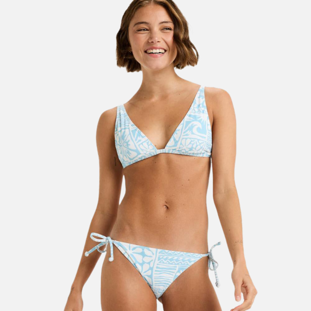 Flowers Wave Elongated Tiki Tri Bikini Top - Women
