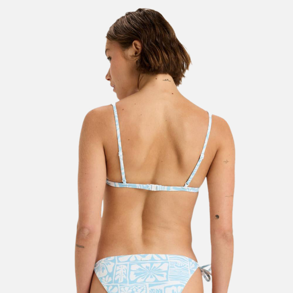 Flowers Wave Elongated Tiki Tri Bikini Top - Women