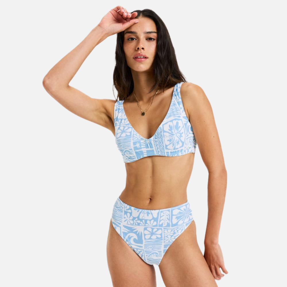 Flower Wave Mid Waist Bikini Bottom - Women