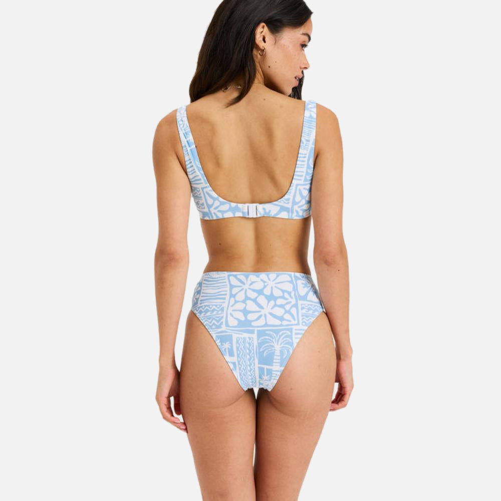 Flower Wave Mid Waist Bikini Bottom - Women