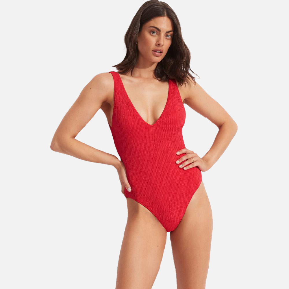Sea Dive Deep V Neck One Piece - Women