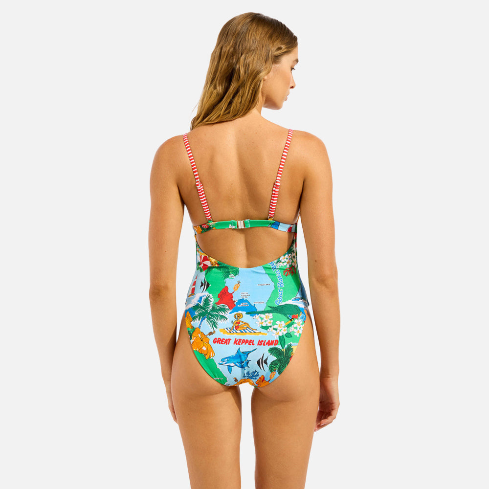Viva Vacation Square Neck One Piece Swimsuit - Women
