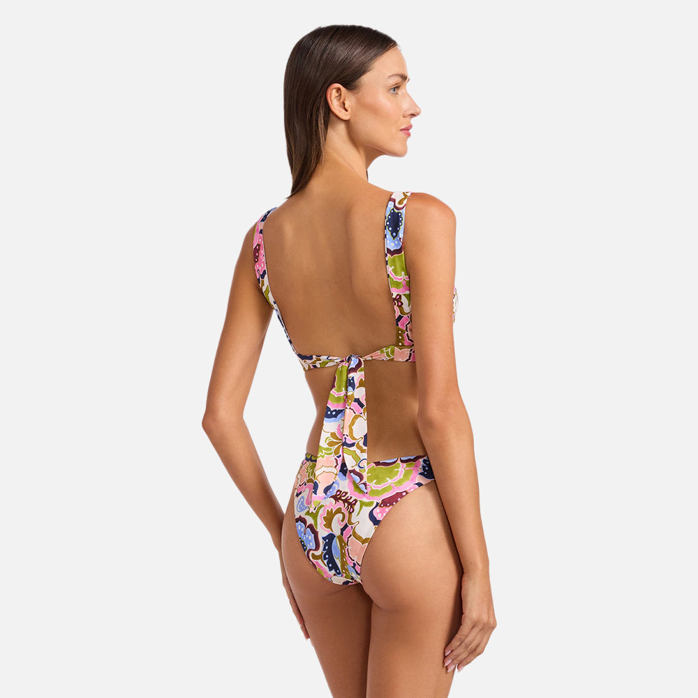 Sea Blossom Multi Fit Longline Triangle Bikini Top - Women