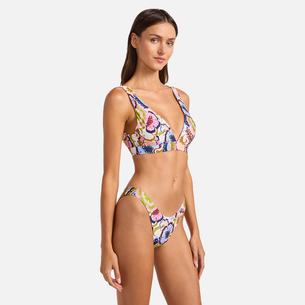 Sea Blossom Multi Fit Longline Triangle Bikini Top - Women