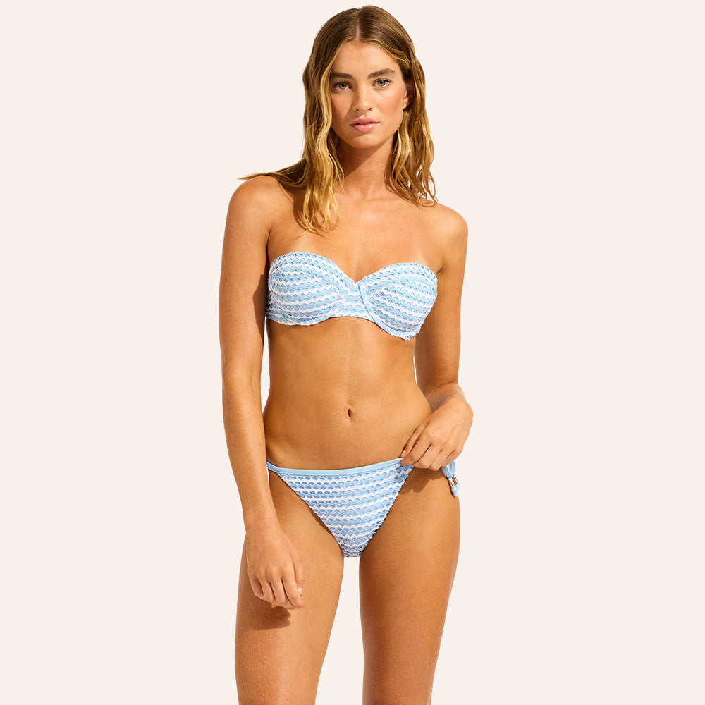 Mesh Effect Hipster Tie Side Bikini Bottom - Women