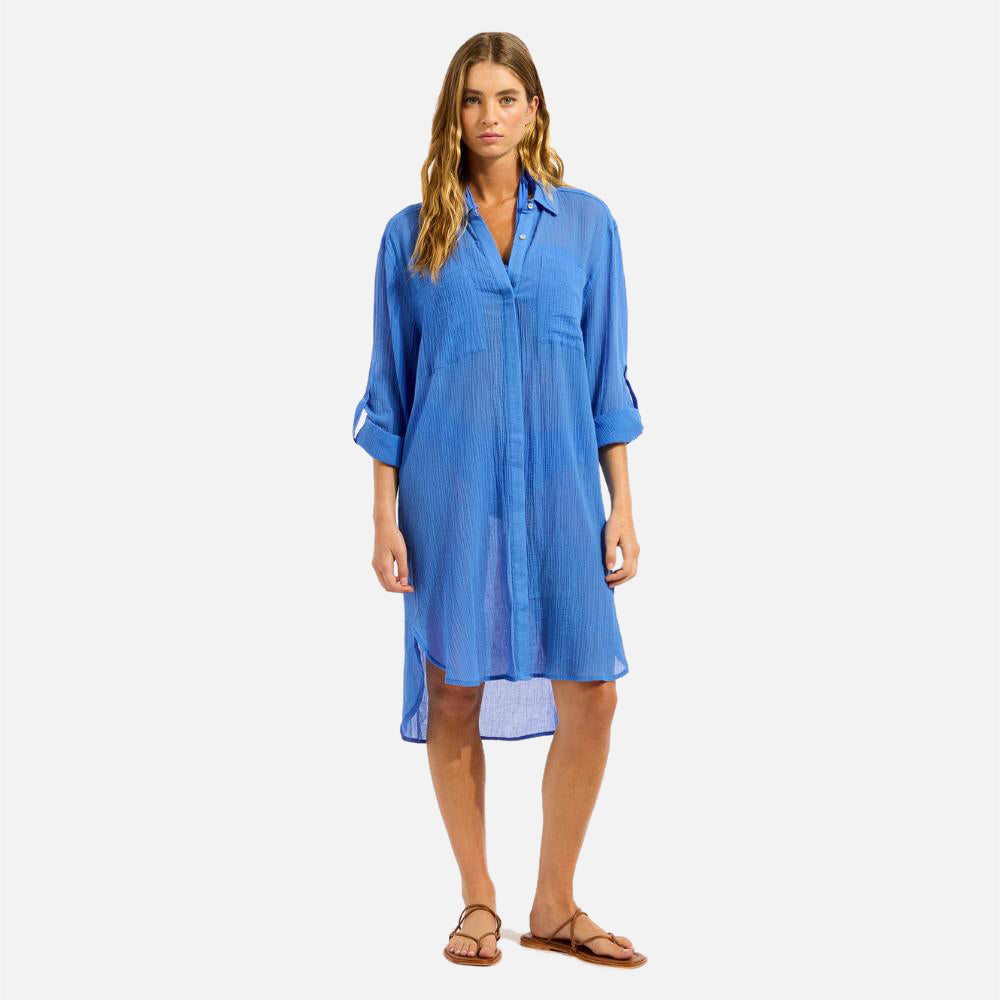 Crinkle Twill Beach Shirt - Women