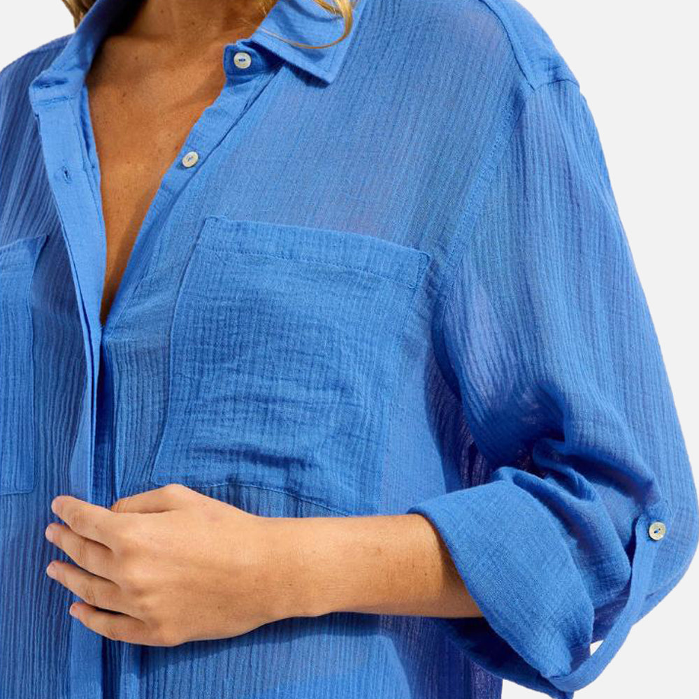 Crinkle Twill Beach Shirt - Women