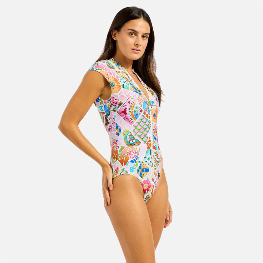 Beach Boheme Zip Front One Piece Swimsuit - Women