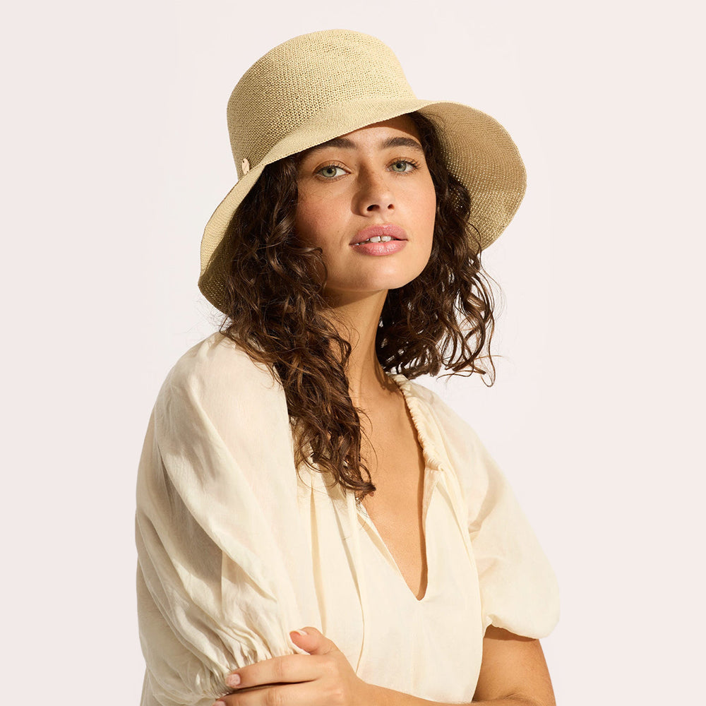 Packable Raffia Bucket Hat - Women