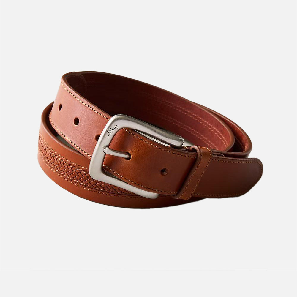 Lace Inlay Leather Belt - Men