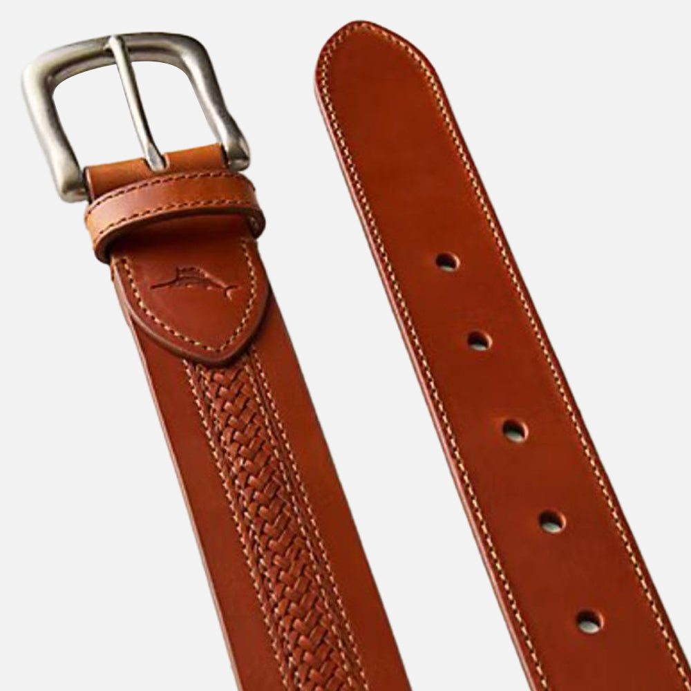 Lace Inlay Leather Belt - Men