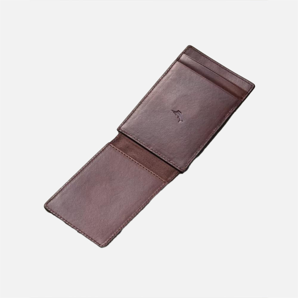 Woven Leather Wide Magnetic Wallet - Men