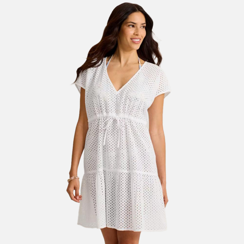 Eyelet Cotton V-Neck Coverup Dress - Women