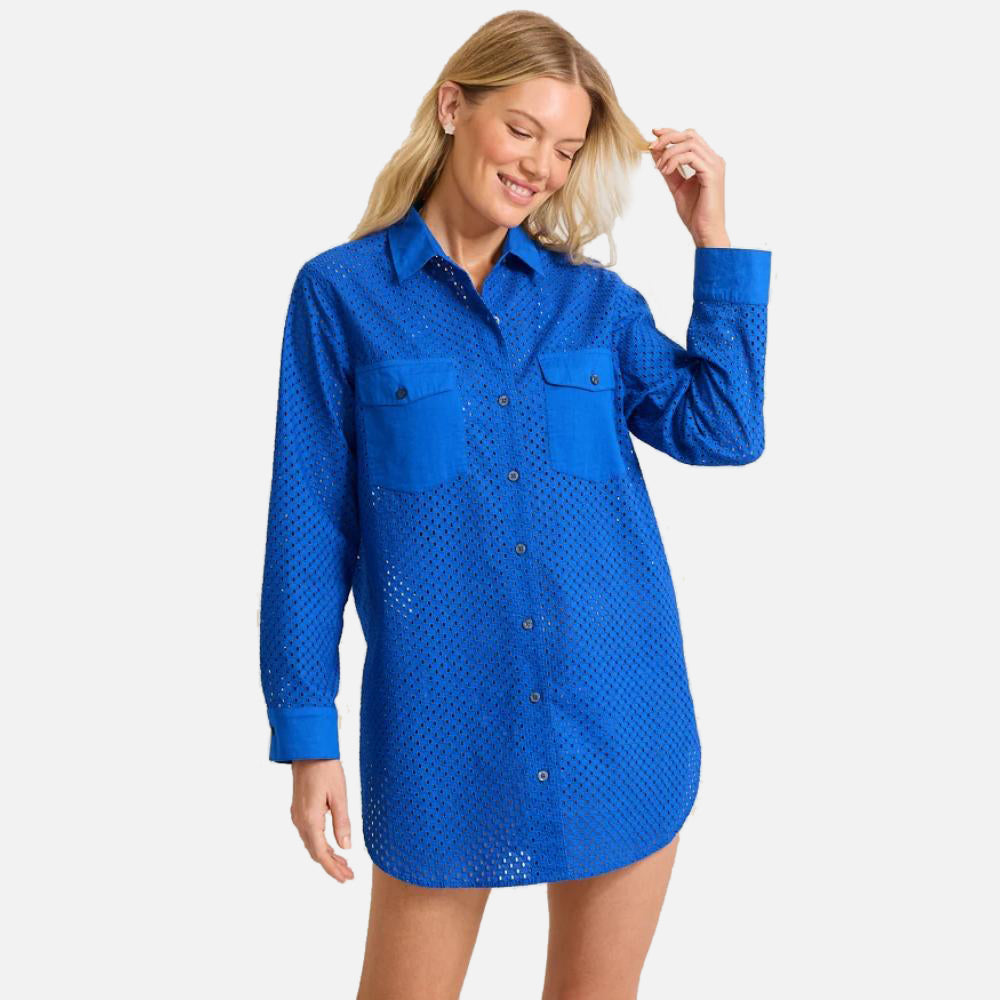 Eyelet Cove Boyfriend Beach Shirt - Women