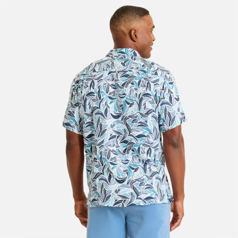 Blue Lagoon Leaves Silk Camp Shirt - Men