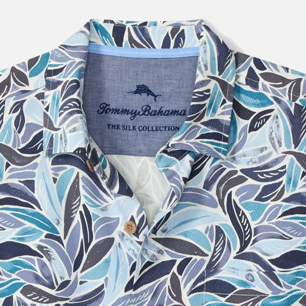 Blue Lagoon Leaves Silk Camp Shirt - Men