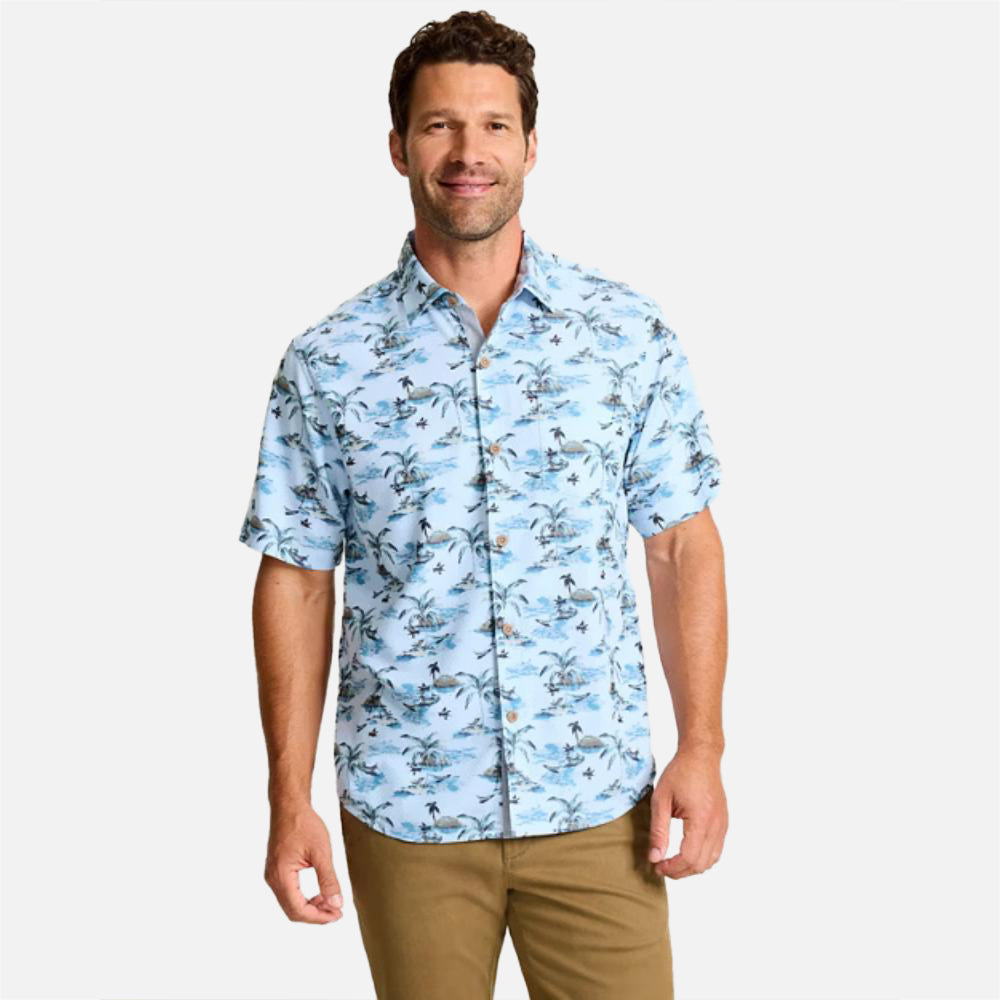 Coastal Ease Beachfront Paradise IslandZone Camp Shirt - Men