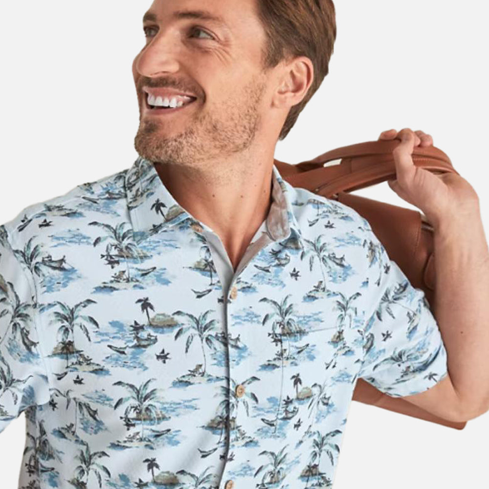 Coastal Ease Beachfront Paradise IslandZone Camp Shirt - Men