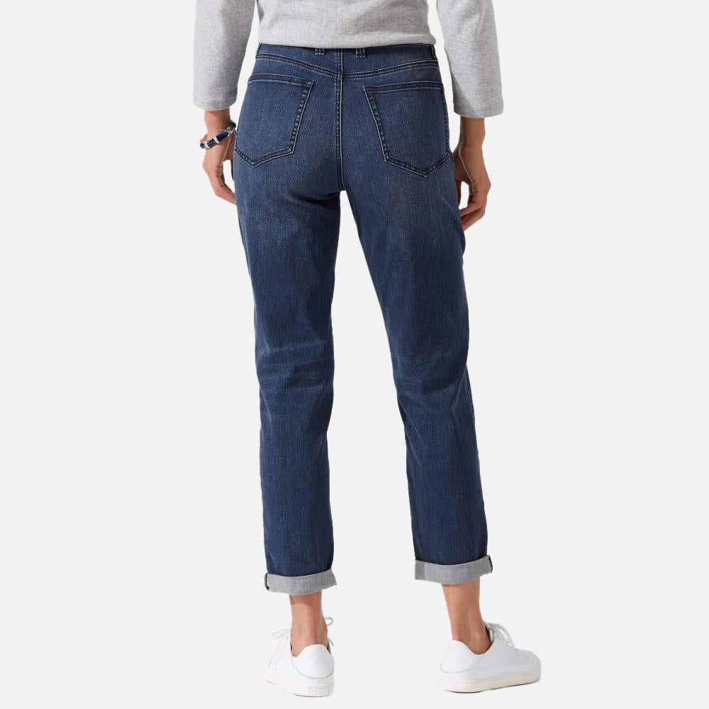 Leila Indigo Mid Rise Slim Boyfriend Jeans - Women