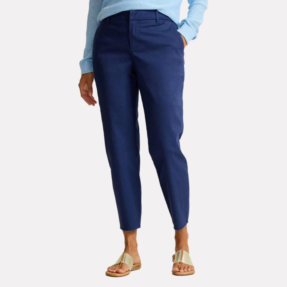 Mid-Rise Raw-Edge Cropped Chino Pants - Women