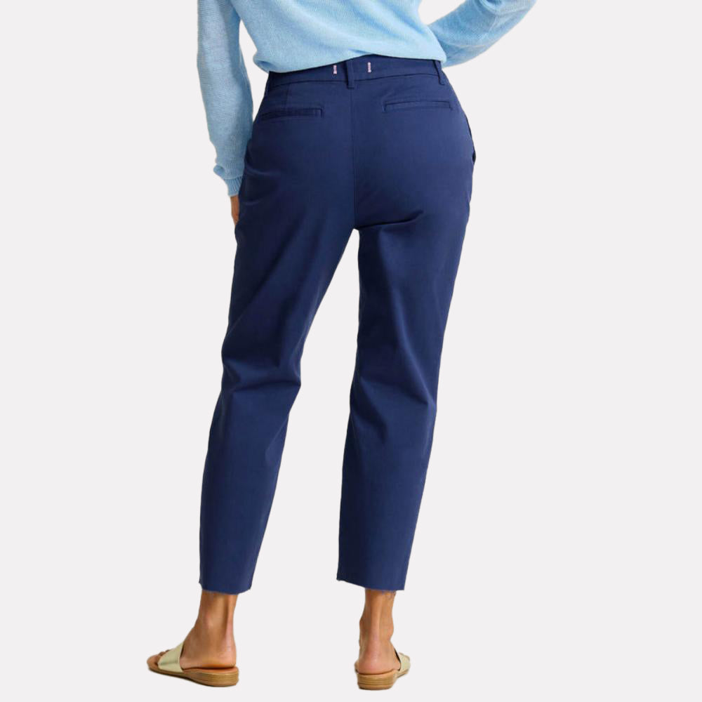 Mid-Rise Raw-Edge Cropped Chino Pants - Women