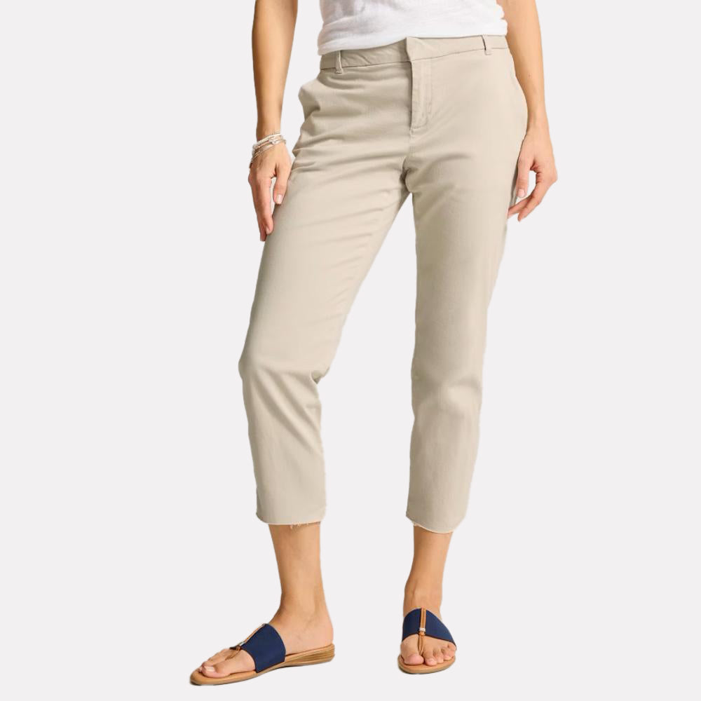 Mid-Rise Raw-Edge Cropped Chino Pants - Women