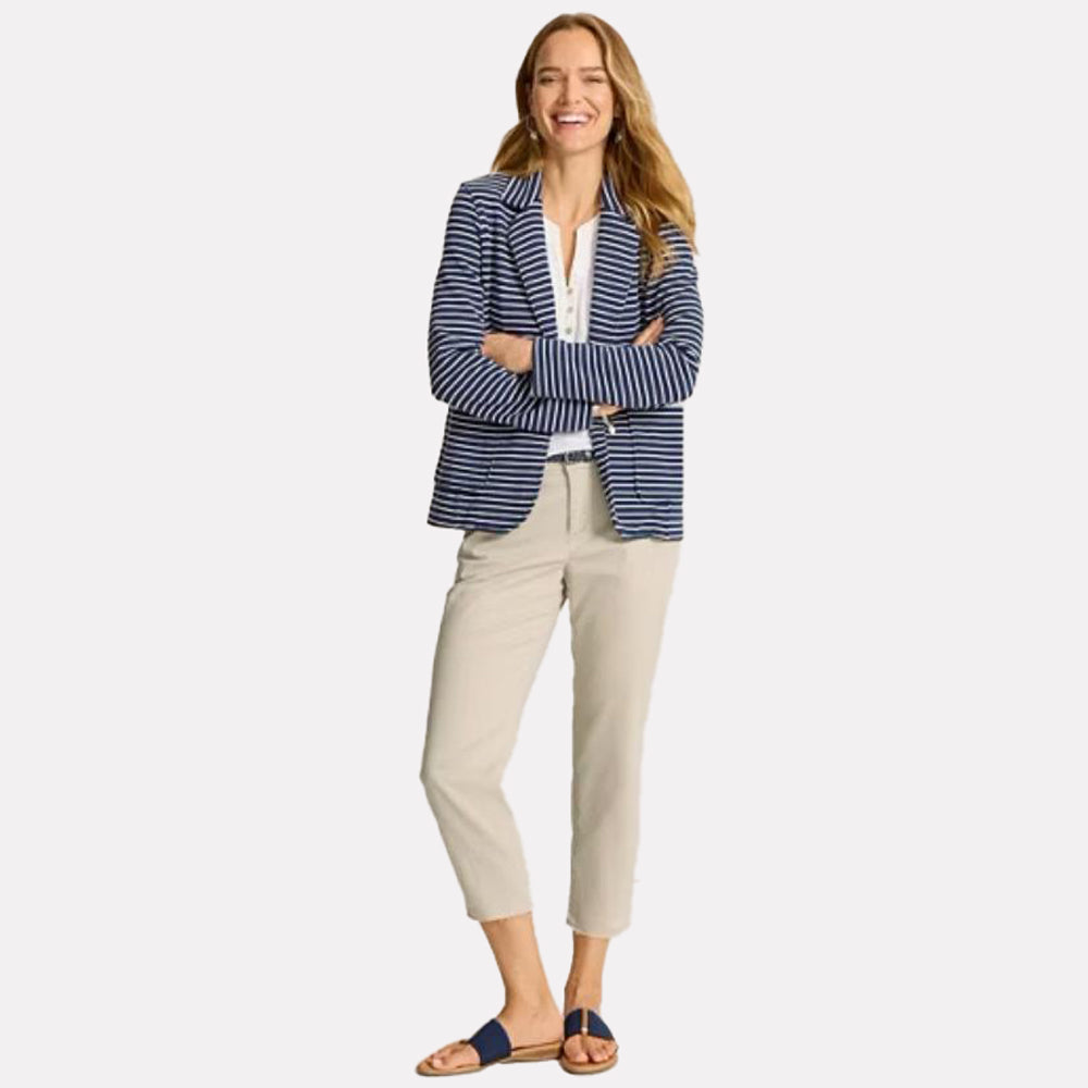 Mid-Rise Raw-Edge Cropped Chino Pants - Women