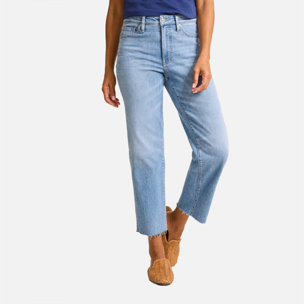 High-Rise Cropped Straight Leg Jeans - Women