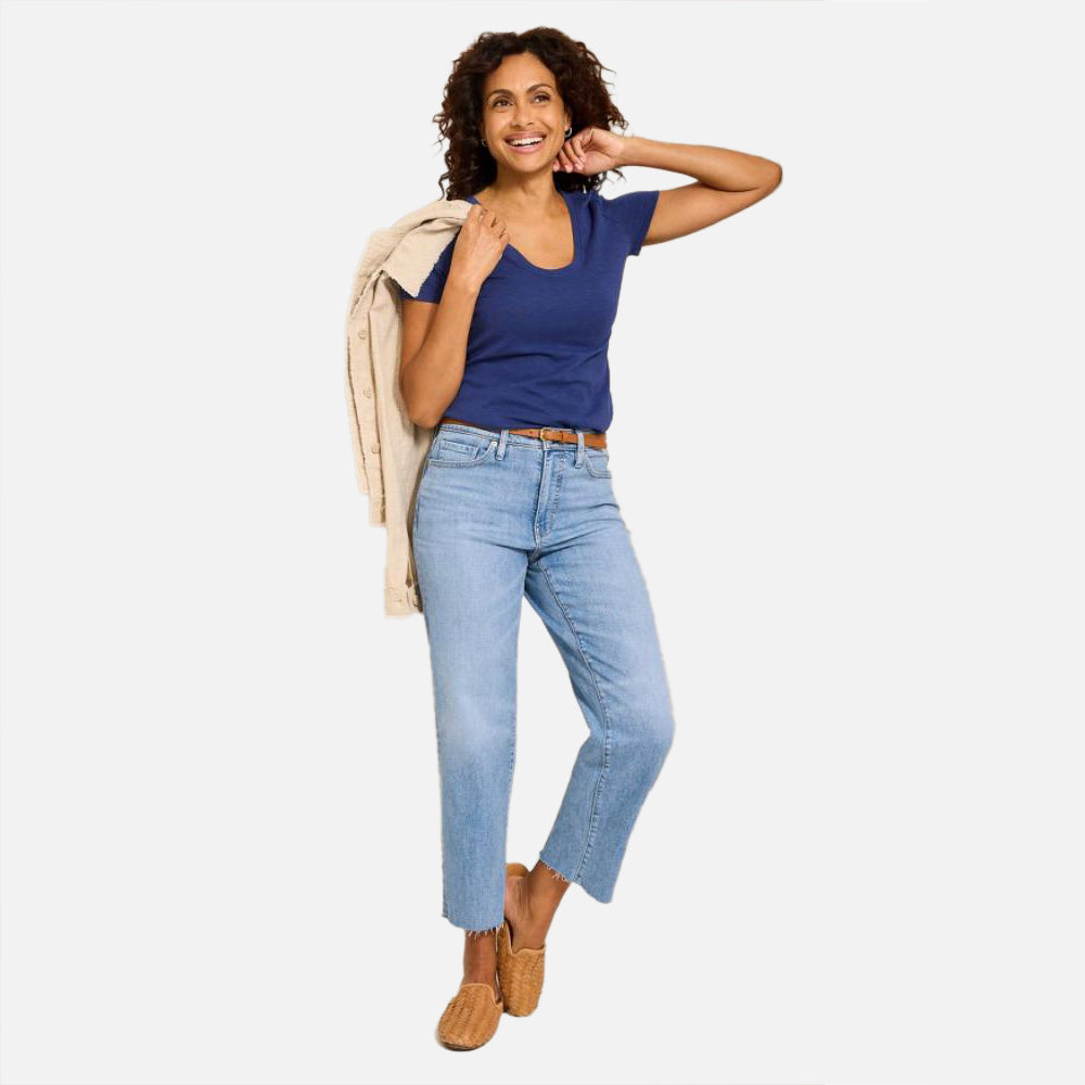 High-Rise Cropped Straight Leg Jeans - Women
