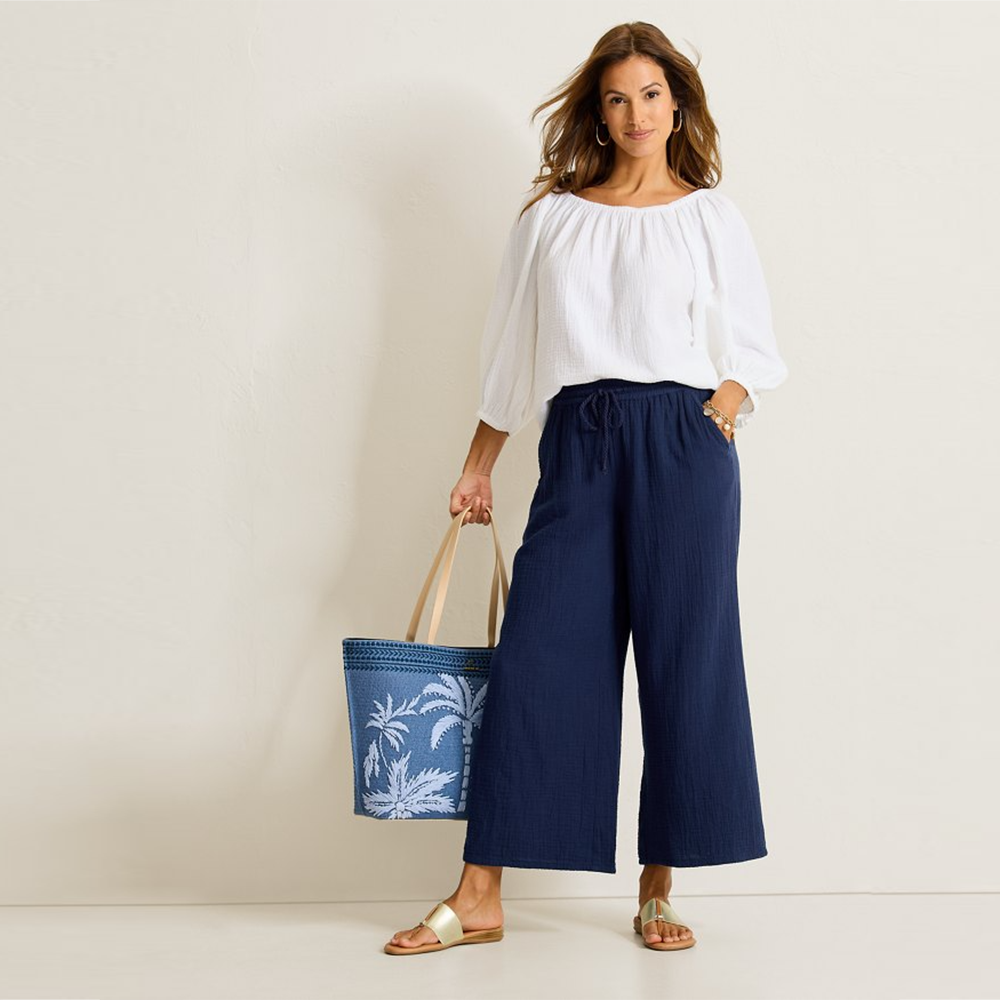Island Gauze High-Rise Cropped Wide-Leg Pants - Women