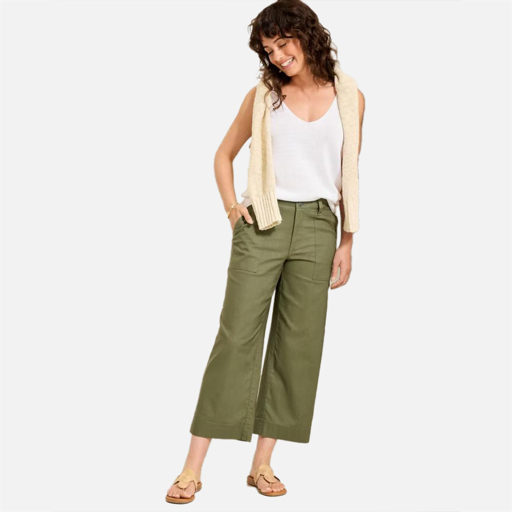 Seaside Breeze Cropped Stretch-Linen Pants - Women
