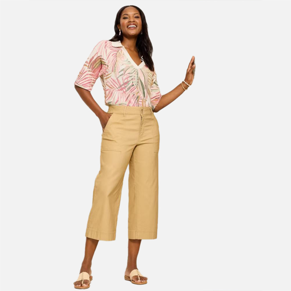 Seaside Breeze Cropped Stretch-Linen Pants - Women