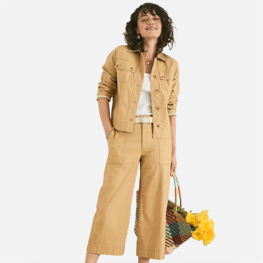 Seaside Breeze Cropped Stretch-Linen Pants - Women