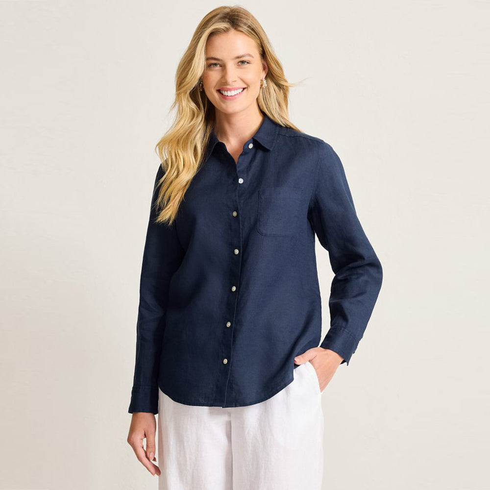 Coastalina Linen Relaxed Top - Women
