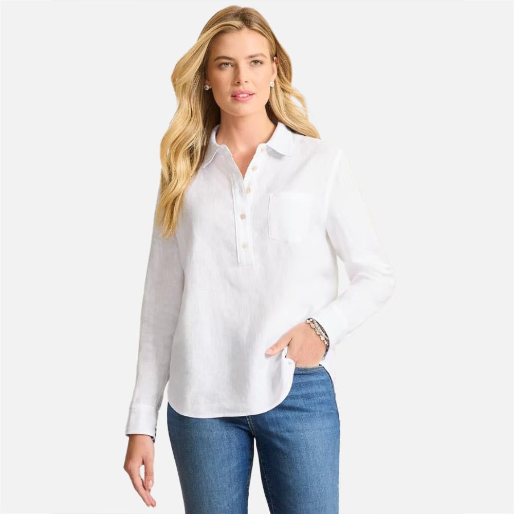 Coastalina Linen Popover Shirt -  Women