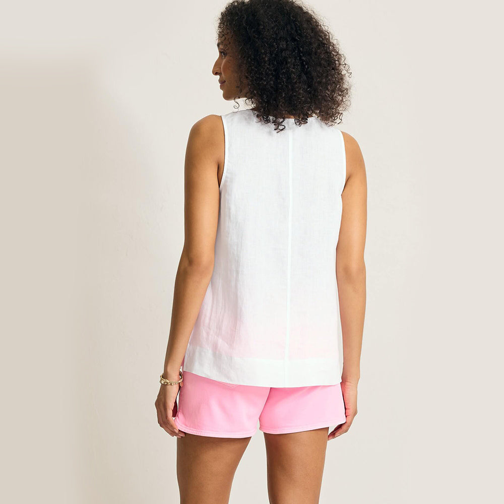 Coastalina Linen V-Neck Tie-Front Top - Women
