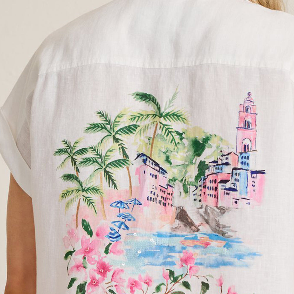 Coastalina Linen Paradise Shores Camp Shirt - Women