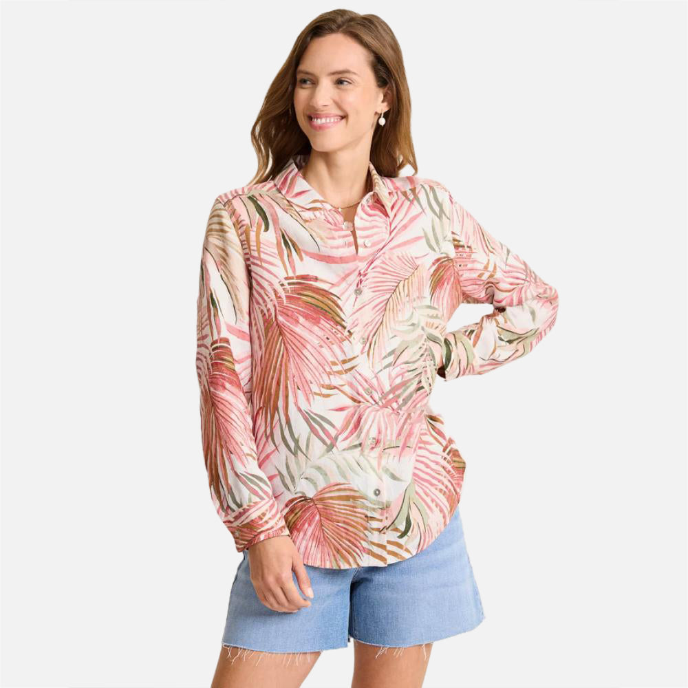 Coastalina Linen Palm Canyon Relaxed Top - Women