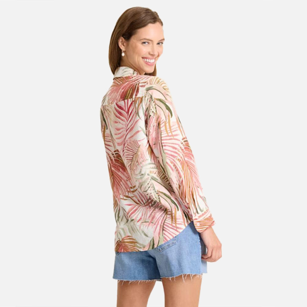 Coastalina Linen Palm Canyon Relaxed Top - Women