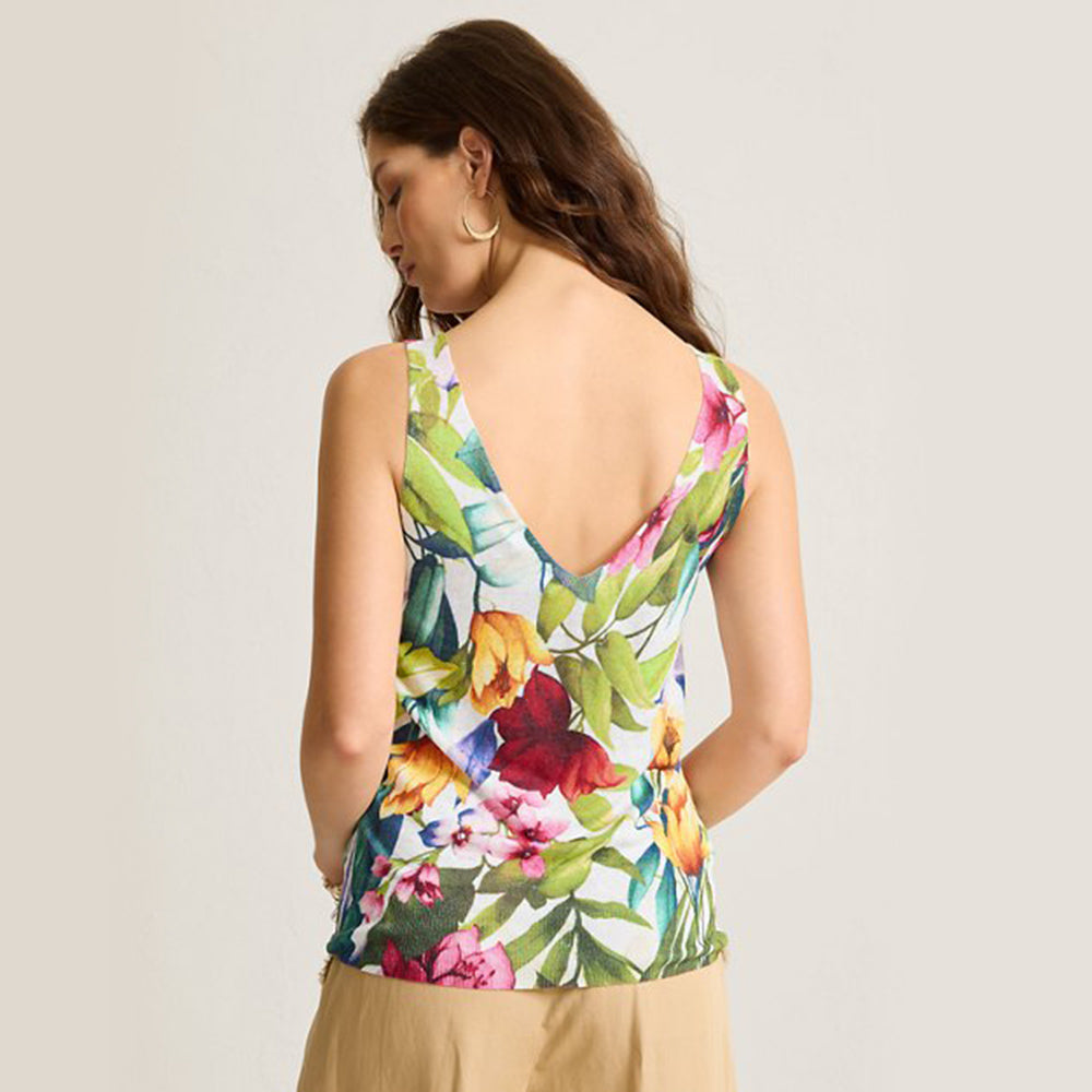 Addison Verde Blooms Sleeveless Linen-Blend Sweater - Women