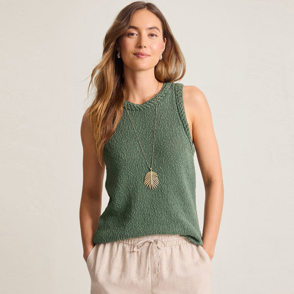 Crochet Edge Sleeveless Linen-Blend Sweater - Women