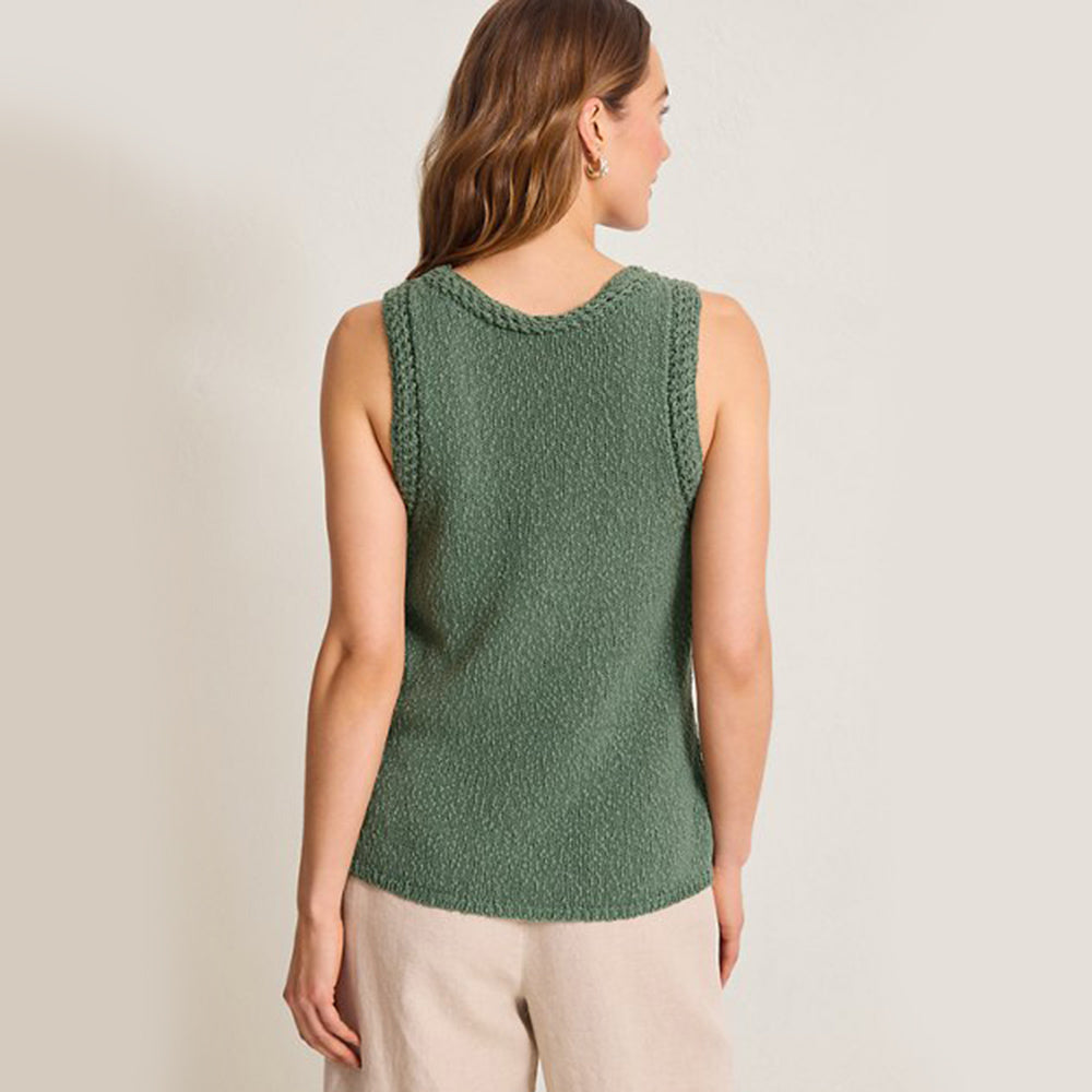 Crochet Edge Sleeveless Linen-Blend Sweater - Women