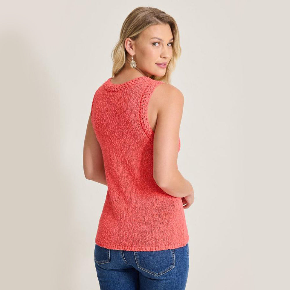 Crochet Edge Sleeveless Linen-Blend Sweater - Women