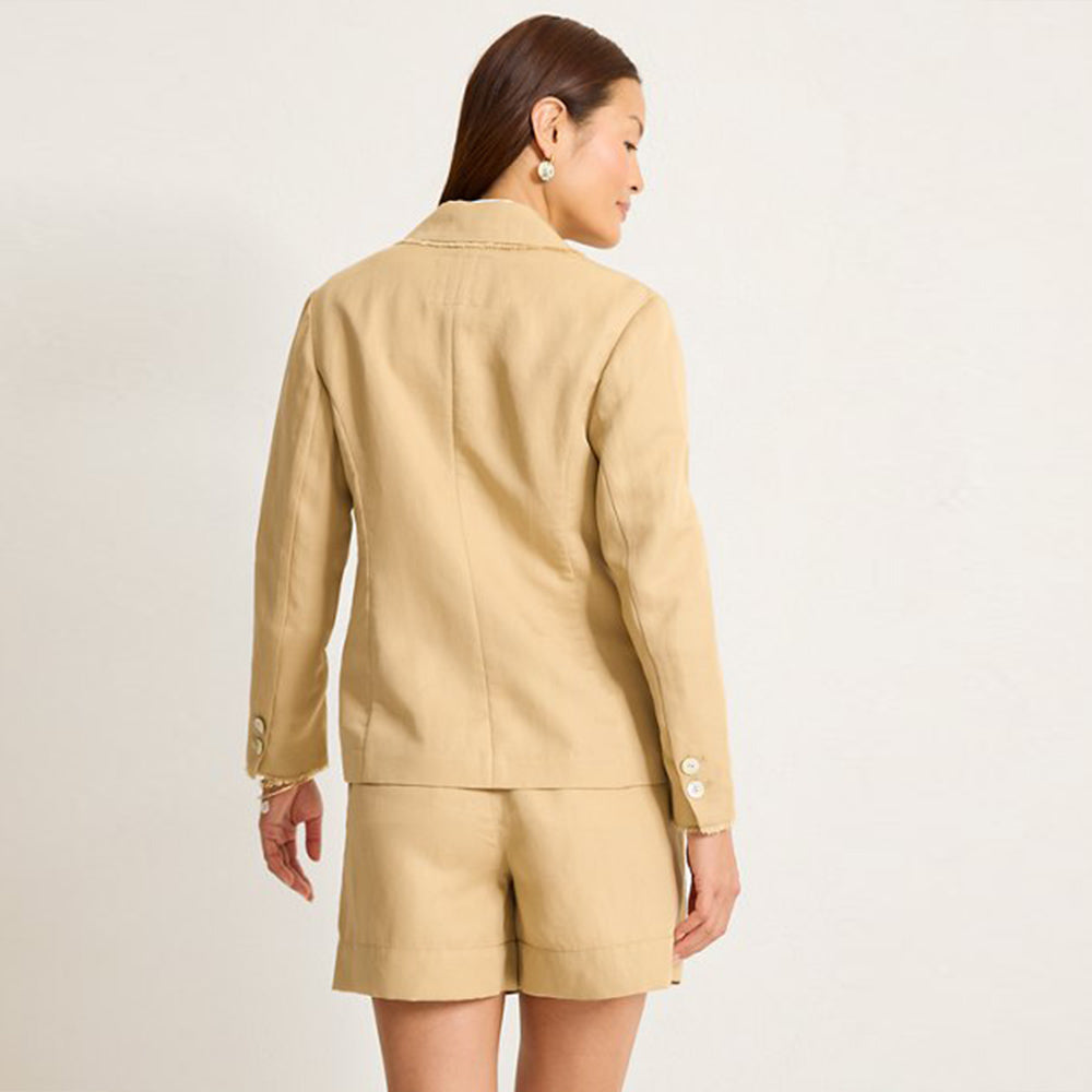 Cora Raw-Edge Linen-Blend Blazer - Women