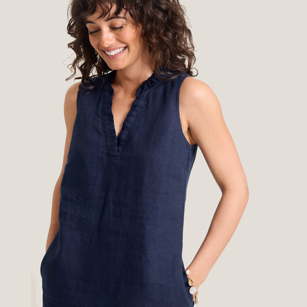 Two Palms Double-Ruffle Linen Dress - Women