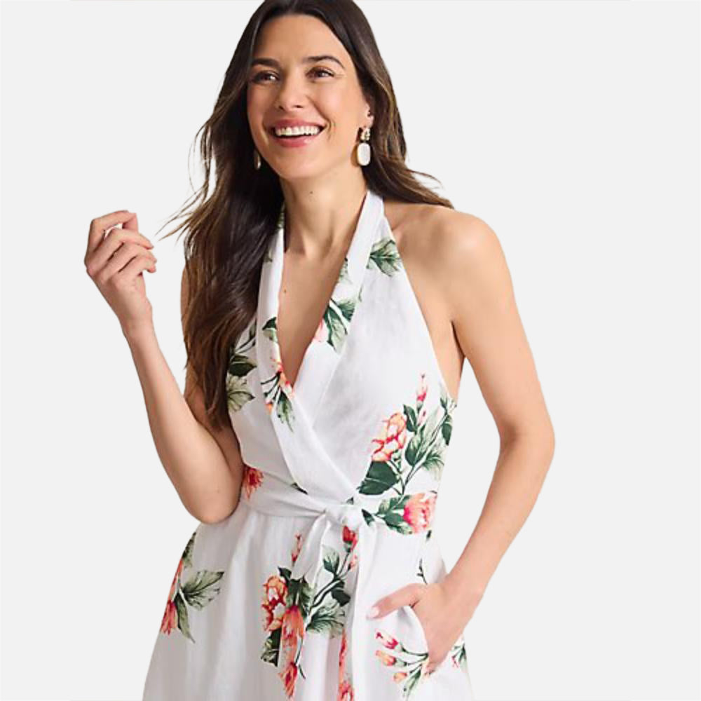 Coastalina Linen Florentina Flourish Midi Dress - Women