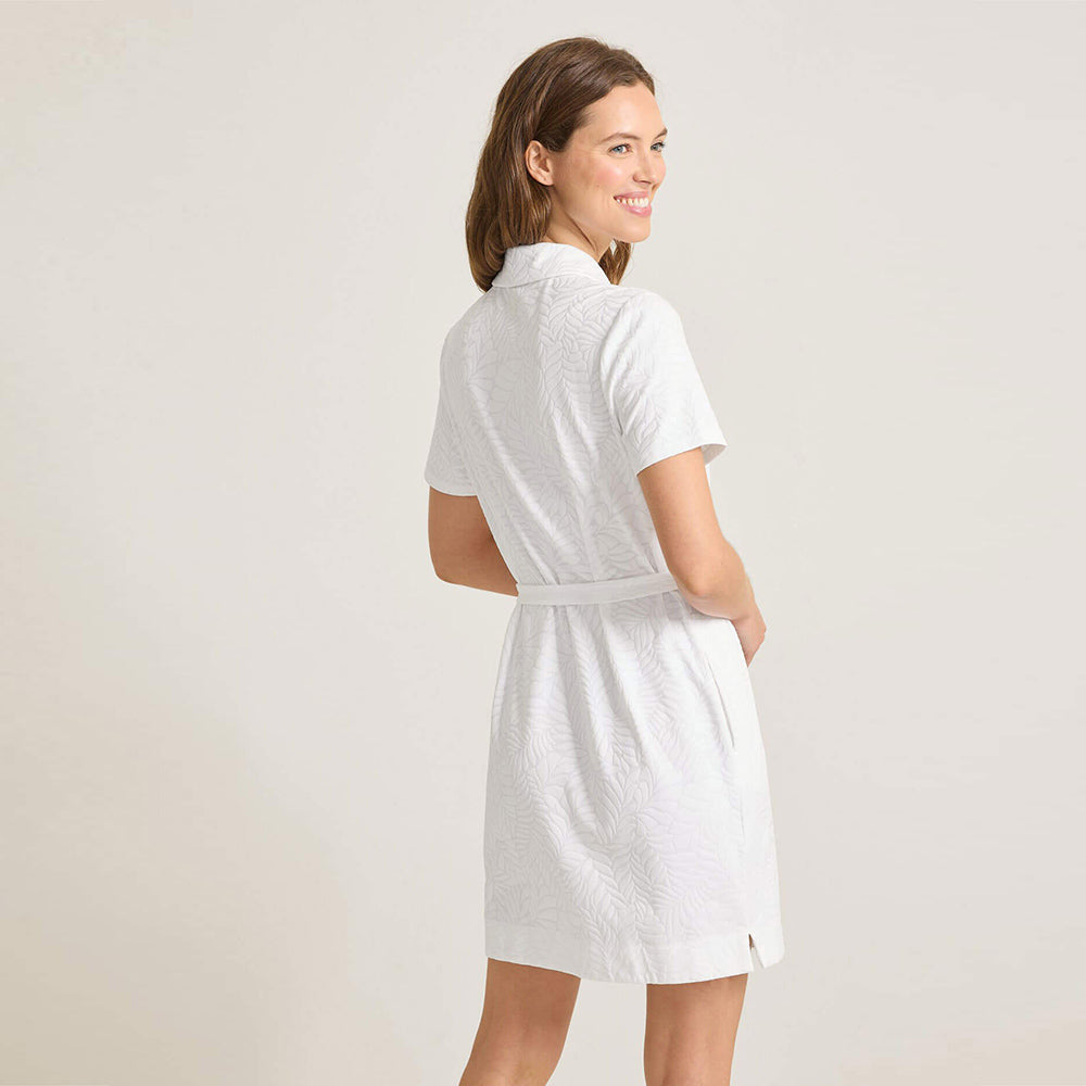 Aubrey Leaves Jacquard Short-Sleeve IslandZone Dress - Women
