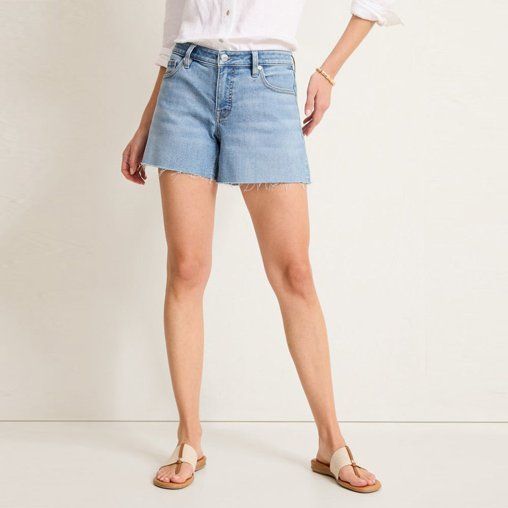 Relaxed Raw-Edge Jean Shorts - Women